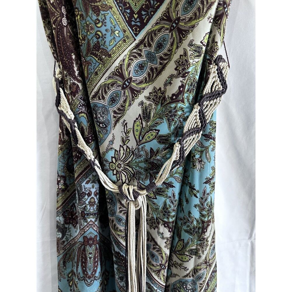 Kari New York Lined Hankerchief Hem Dress Paisley Print /Belted Size 10 - Picture 3 of 16